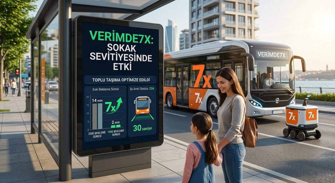 Kent içi toplu taşıma durağı ve dijital bilgilendirme ekranı